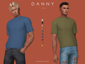 Sims 4 — DANNY | t - shirt by Plumbobs_n_Fries — New Mesh Basic T-Shirt Male | Teen - Elders Hot Weather Enabled 10