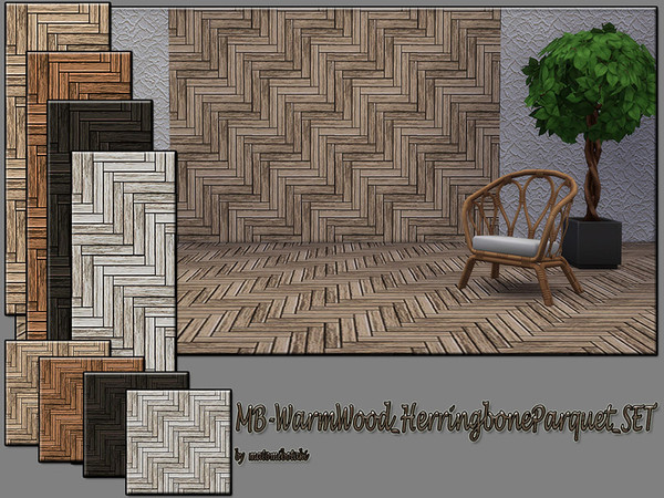 Sims 4 — Med_HerringboneParquet_SET by matomibotaki — Med_HerringboneParquet_SET, decorative wooden wall and floor set