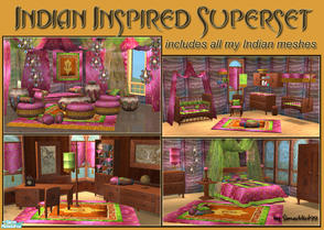 Sims 2 — Indian Inspired Superset by Simaddict99 — Icludes all of my Indian inspired meshes. Living room, dining room,