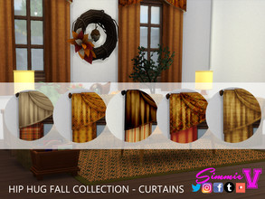 Sims 4 — SimmieV Hip Fall Curtains by SimmieV — This is a set of 6 retexured curtains for the Hip Fall furniture
