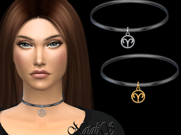 Sims 4 — NataliS_Aries pendant choker by Natalis — Aries pendant choker. FT-FA-FE 3 colors.