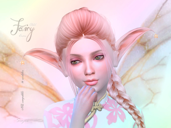 Sims 4 — Fairy Ears Child by Suzue — -New Mesh (Suzue) -10 Swatches -Female and Male (Child) -Earring Category