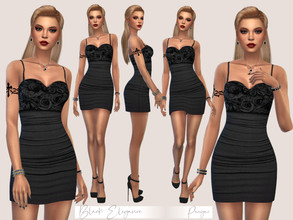 Sims 4 — BlackElegance by Paogae — Black minidress, lace top and draped bottom, simple and elegant as formal dress, for a