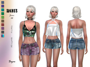 Sims 4 — Shorts Jeans V2 by Suzue — -For Female Sims (Teen to Elder) -10 Swatches -Base Game Compatible -HQ Compatible 