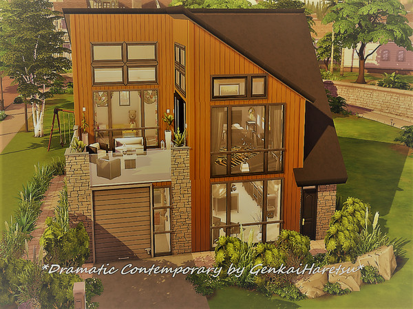 Sims 4 — Dramatic Contemporary by GenkaiHaretsu — Hello! I present to you today Dramatic Contemporary in wood, white and