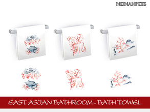 Sims 4 — East Asian Bathroom Accessories - Bath Towel by neinahpets — A lovely East Asian bathroom towel on a rack. 3
