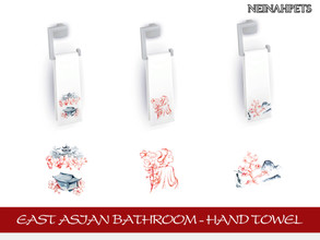 Sims 4 — East Asian Bathroom Accessories - Hand Towel by neinahpets — A lovely East Asian bathroom hand towel on a rack.