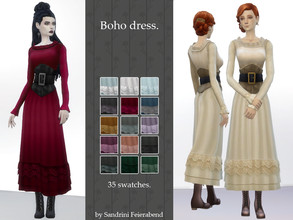 Sims 4 — Boho dress by Sandrini_Feierabend — Created for: The Sims 4 Maxis match 35 swatches Teen to elder