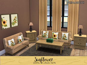 Sims 4 — Sunflower Living Collection by neinahpets — A beautiful living room suite featuring sunflowers.