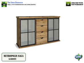 Sims 3 — kardofe_Metropolis Saga_Sideboard 2 by kardofe — Sideboard with sliding metal and glass doors, industrial style