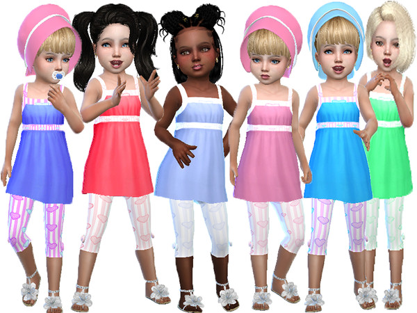 Sims 4 — Toddler dress with pants by TrudieOpp — Toddler dress with pants in 6 colors I use 2 ea meshes and make 1 new
