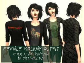 Sims 4 — Female Holiday Outfit by Citrine_Witch — Fhtagn! Nothing says Happy Solstice or Merry Christmas like Cthulhu and
