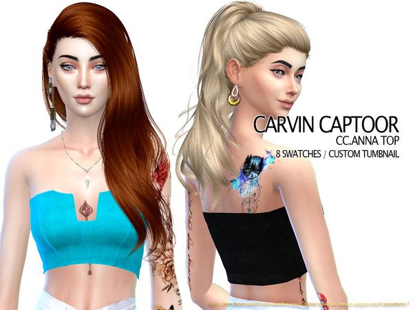 Sims 4 — CC.Anna Top by carvin_captoor — Created for sims4 Original Mesh All Lod 8 Swatches Don't Recolor And Claim you