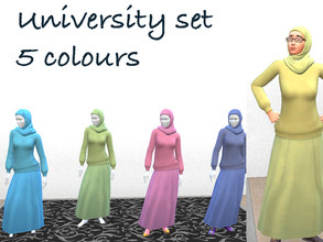 Sims 4 — Four piece modest student set - Discover University Required by secretlondon — Four piece set in 5 different