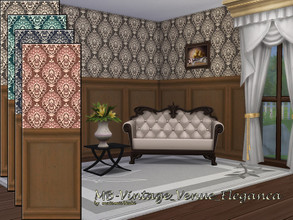Sims 4 — MB-Vintage_Venue_Eleganca by matomibotaki — MB-Vintage_Venue_Eleganca, elegant wallpaper with lower wooden part