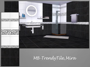 Sims 4 — MB-TrendyTile_Mira by matomibotaki — elegant black and white tile wall with decorative ornaments, comes in 3