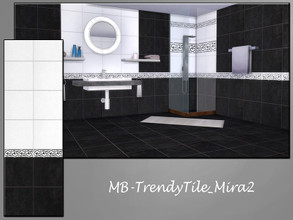 Sims 4 — MB-TrendyTile_Mira2 by matomibotaki —  elegant black and white tile wall with decorative ornaments, comes in 3