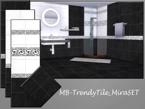 Sims 4 — MB-TrendyTile_MiraSET by matomibotaki — elegant black and wthite wall and floor tile set - 3 matching wall and