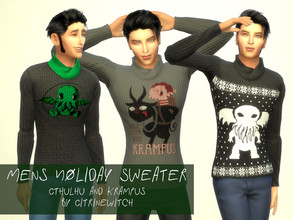 Sims 4 — Mens Holiday Sweater - Cthulhu and Krampus by Citrine_Witch — Ph'nglui mglw'nafh Cthulhu R'lyeh wgah'nagl