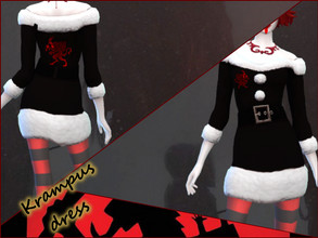 Sims 4 — Krampus  dress by minesims93 — black dress teen to elder everyday / cold weather custom thumbnail