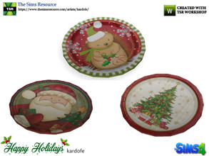 Sims 4 — kardofe_Happy Holidays_Dishes by kardofe — Dish decorated with Christmas motifs, in three different options 