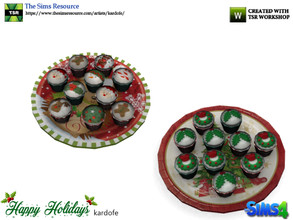 Sims 4 — kardofe_Happy Holidays_Muffins by kardofe — Tray with appetizing muffins, decorated with Christmas motifs, in
