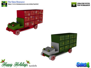 Sims 4 — kardofe_Happy Holidays_Advent Calendar by kardofe — Advent calendar on a decorative toy truck, in two different
