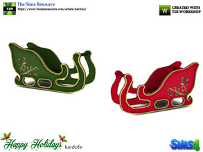 Sims 4 — kardofe_Happy Holidays_Sleigh by kardofe — Decorative sled, to put gifts on it, or anything else, in two color