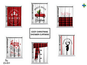 Sims 4 — Cozy Christmas Shower Curtain Tub (Read Desc for Req'd) by Chicklet — When decorating your house for the