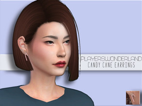 Sims 4 — Candy Cane Earrings by PlayersWonderland — New Mesh Custom thumbnail All LOD's 1 Swatch