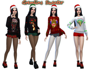 Sims 4 — gremlins female sweater by minesims93 — female sweater with 4 swatch teen to elder everyday / cold weather