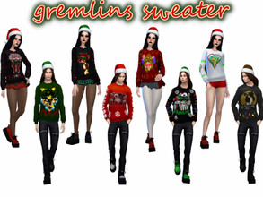 Sims 4 — gremlins sweaters set by minesims93 — containing: - 2 sweater female and male (base game mesh) - 8 swatch 4