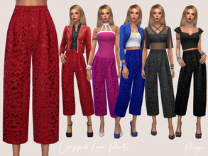 Sims 4 — CroppedLacePants by Paogae — Cropped lace pants, five colors, to create different outfits, for warm and cold