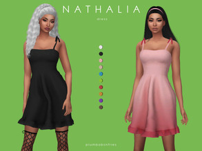 Sims 4 — NATHALIA | dress by Plumbobs_n_Fries — New Mesh Short Dress w/ Bows on Straps Female | Teen - Elders Hot Weather