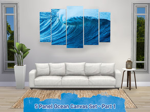 Sims 4 — 5 Panel Ocean Canvas Set - Part 1 by f0xx — The 5 Panel painting from Seasons recoloured into 5 different ocean