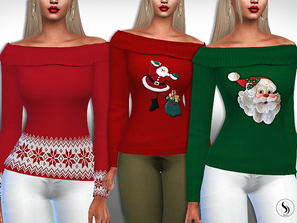 Sims 4 — Santa XMas Pullovers by saliwa — Santa XMas Pullovers YA / Adult Base Game Compt. Everyday Wear / Winter Holiday