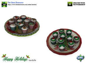 Sims 3 — kardofe_Happy Holidays_Muffins by kardofe — Tray with appetizing muffins, decorated with Christmas motifs, in