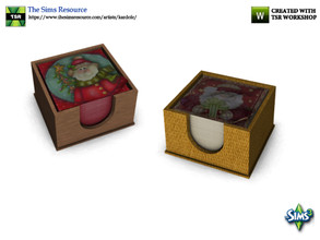Sims 3 — kardofe_Happy Holidays_Napkin box by kardofe — Wooden napkin box with Christmas napkins, in two different