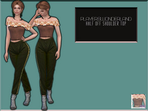Sims 4 — Half Off Shoulder Top by PlayersWonderland — New Mesh Custom thumbnail HQ All LOD's