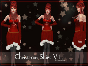 Sims 4 — Christmas Skirt V1 by Reevaly — New Mesh. 8 Swatches. For Female. Feel free to recolor but not include my Mesh!