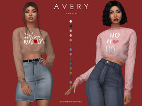 Sims 4 — AVERY | sweater by Plumbobs_n_Fries — New Mesh Cropped Knitted Sweater Female | Teen - Elders Cold Weather