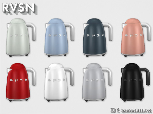 Sims 4 — SMEGlish Tall Tea Kettle by RAVASHEEN — This tall, electric kettle combines iconic midcentury style with modern