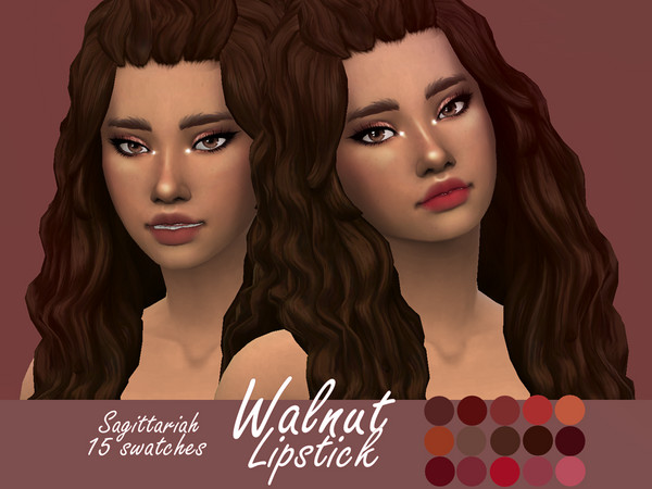 Sims 4 — Walnut Lipstick by Sagittariah — base game compatible 15 swatches properly tagged enabled for all occults