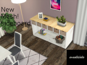 Sims 4 — sideboard by anaalicialo — wooden sideboard, in light colors, with wicker drawers. Perfect for any decoration.