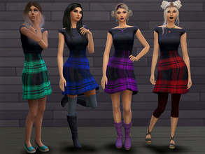 Sims 4 — Plaid Dresses - City Living needed by IJustMakeStuff — Some cute plaid dresses for the holiday season. 