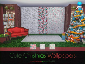 Sims 4 — Cute Christmas Wallpapers by Caroll912 — The set of 3 single recolour, Christmas themed wallpapers.Suitable for
