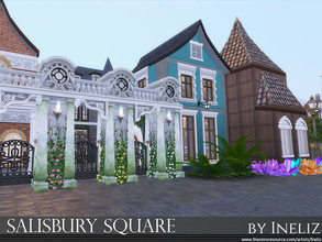 Sims 4 — Salisbury Square by Ineliz — The Salisbury Square is a retail lot that consists of 4 different shops listed