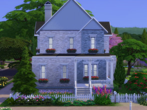 Sims 4 — Picketed Dreams (No CC) by texxasrose — 3 bedroom 2 1/2 bath family home with open kitchen/living area, dining