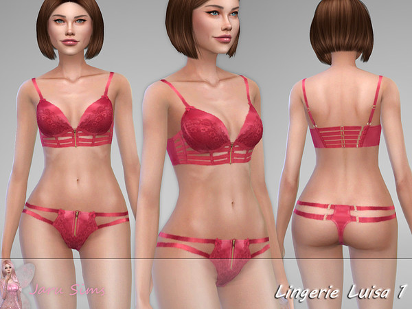 Sims 4 — Lingerie Luisa 1 by Jaru_Sims — Base game mesh recolor Outfit, underwear, lingerie 14 swatches Teen to elder