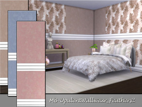 Sims 4 — MB-OpulentWallwear_Feathers2 by matomibotaki — MB-OpulentWallwear_Feathers2. lovely wallpaper with white borders